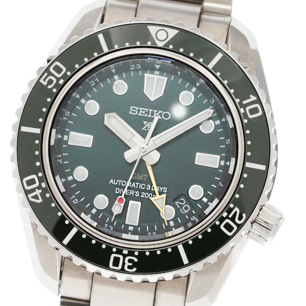 Seiko Prospex Mechanical Divers Gmt Green Dial At Mens